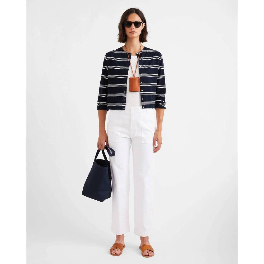 NEW KULE carmen top in navy/white mixed stripe